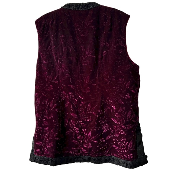 Vest Gold Cup Burgundy Black Crushed Velvet Thick Heavy Lined XL 4 Frog Closure - Picture 3 of 6